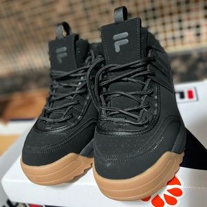 FILA Disruptor 2 EXP Black Suede, Gum bottom. Like new. Never worn.